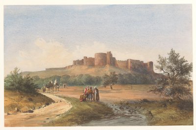 Udsigt over slottet St. Louis i Sidon, Libanon af Charles William Meredith van de Velde