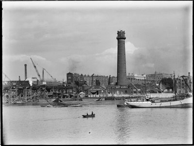 Shot Tower and Lead Works, Belvedere Road, Lambeth, Greater London Authority, 1936. af Charles William Prickett
