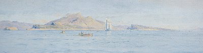 En solskinsdag ud for kysten, Villefranche sur Mer, ca. 1885 (olie på lærred lagt ned) af Charles William Wyllie