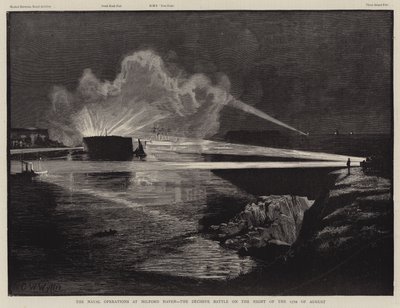 Søoperationerne ved Milford Haven, det afgørende slag om natten den 17. august af Charles William Wyllie