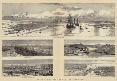 Krigen i Egypten, udsigt over Suez-kanalen af Charles William Wyllie