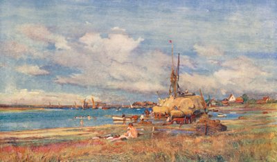 West Mersea, Mersea Island, Essex (farvelitografi) af Charles William Wyllie