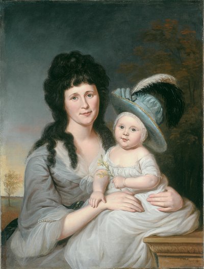 Mrs. John Nicholson Hannah Duncan og John Nicholson, Jr., 1790. af Charles Willson Peale