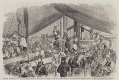 Krigen i Kina, Havoc Gun-Boat, med Fanes hest om bord, på vej fra Talien-Wan til Pehtang af Charles Wirgman