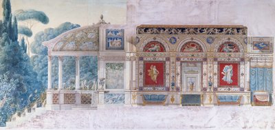 Design til en Hotel Particulier på Champs Elysees for Hortense de Beauharnais (1783-1837), Dronning af Holland (wc på papir) af Charles and Fontaine Percier