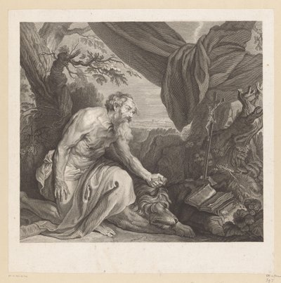 Jerome med Sovende Løve og Krucifiks af Charles de Beauvais (rejected attribution)