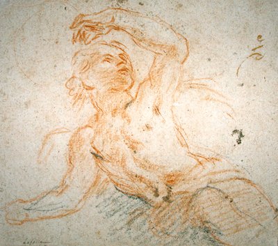 Study of Angels (rødt og sort kridt på papir) af Charles de la Fosse