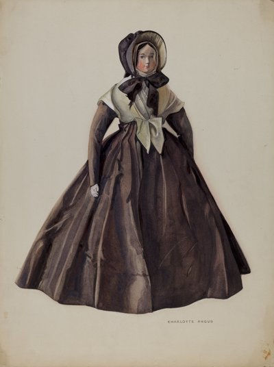 Quaker kostume dukke af Charlotte Angus