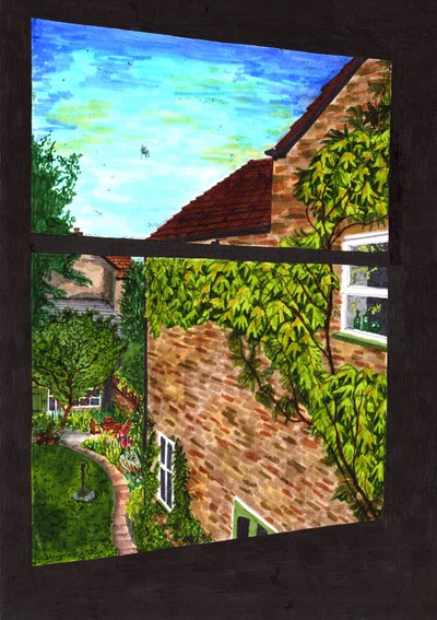 A View through my Window, 2020 (pensel på papir) af Charlotte Orr