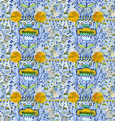 Ashmolean Museum Pattern Design, 2020 (pensel og kuglepenne) af Charlotte Orr