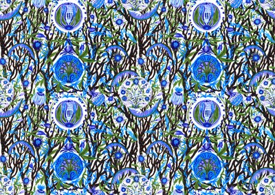 Ashmolean Museum Pattern Design #2, 2020 (pensel og kuglepenne) af Charlotte Orr