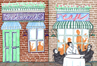 Cafe, 2017 (pensel) af Charlotte Orr