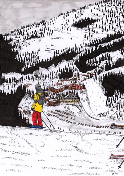 Hochfügen, 2020 (fin liner på papir) af Charlotte Orr