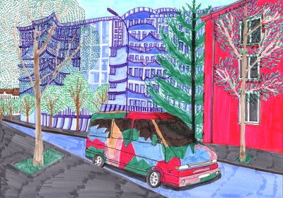Koloniestraße, bryllup, 2017 (penselpenne) af Charlotte Orr