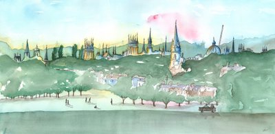Oxford Spires, 2014 (akvarel) af Charlotte Orr