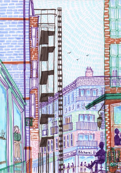 Prenzlauer Berg, 2017 (penselpenne) af Charlotte Orr