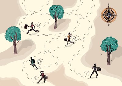 Run to Work, 2013 (blæk og digital) af Charlotte Orr
