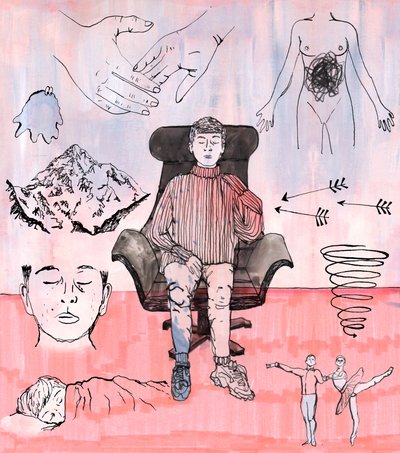 Terapiillustration, 2018 (blæk og akryl) af Charlotte Orr