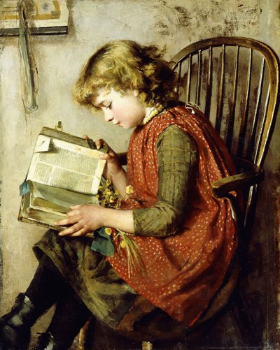 En ung pige læser, 1890 af Charlotte Weeks