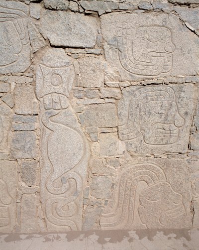 Før colombiansk kunst: relief på ruiner, 9. århundrede f.Kr. (fotografi af Chavin Chavin