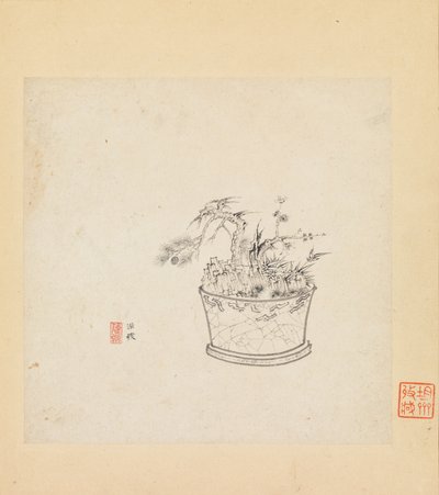 Diverse Studier, et blad dateret 1619. af Chen Hongshou