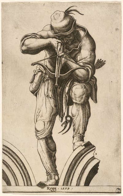 En bueskytte skyder en armbrøst af Cherubino Alberti