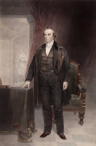 Portræt af Daniel Webster (1782-1852), af Harding, Chester (1792-1866). Mezzotint. Privat samling af Chester Harding