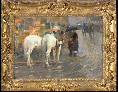 Paris Street Scene, ca. 1889 (olie på karton) af Childe Frederick Hassam