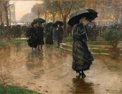 Regnstorm, Union Square af Childe Frederick Hassam