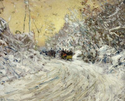 Kanetur i Central Park (olie på lærred) af Childe Frederick Hassam