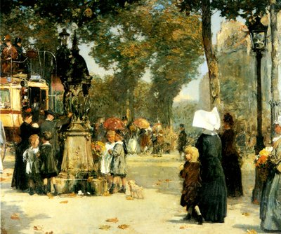 Gadescene, Paris af Childe Frederick Hassam