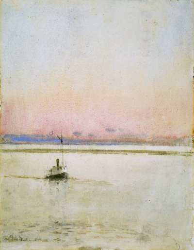 Solnedgang (akvarel på papir) af Childe Frederick Hassam