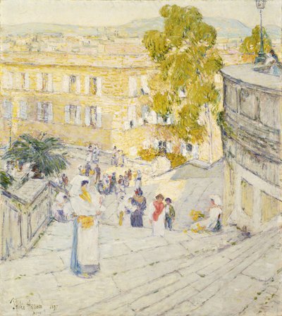 Den Spanske Trappe i Rom af Childe Frederick Hassam
