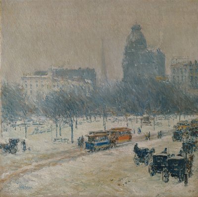 Vinter på Union Square af Childe Frederick Hassam