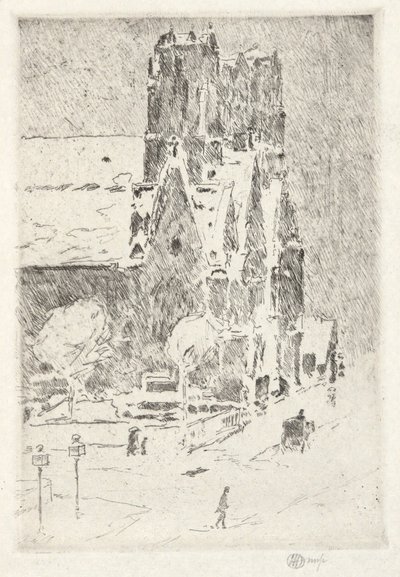Golgata kirke i sne af Childe Hassam