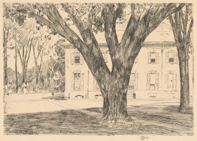 Campus og bibliotek, Andover af Childe Hassam