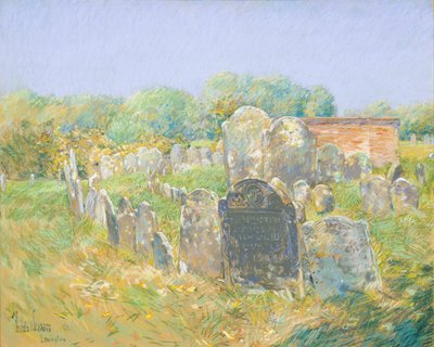 Kirkegård fra kolonitiden i Lexington af Childe Hassam