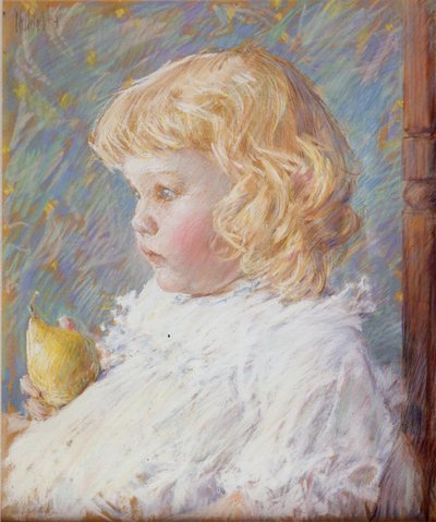 Lille pige med en pære af Childe Hassam