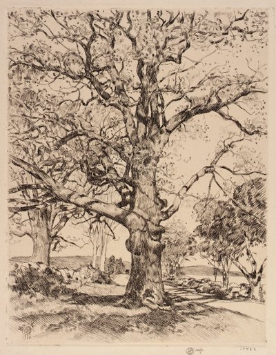 Wayside Inn Oaks i foråret af Childe Hassam