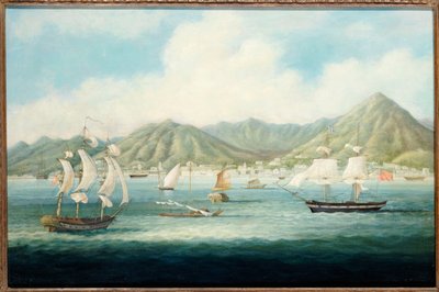 En udsigt over Victoria, Hong Kong med britiske skibe og andre fartøjer, c.1850 af Chinese School