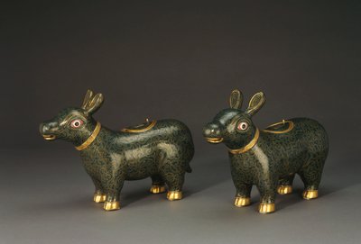 Et par cloisonne emalje tapir danner kar af Chinese School