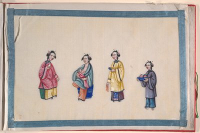 Album, slutningen af det 19. århundrede (album med tolv blade; blæk og farve på markpapir, indbundet i rød damask) af Chinese School