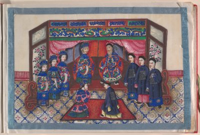 Album, slutningen af det 19. århundrede (album med tolv blade; blæk og farve på markpapir, indbundet i rød damask) af Chinese School