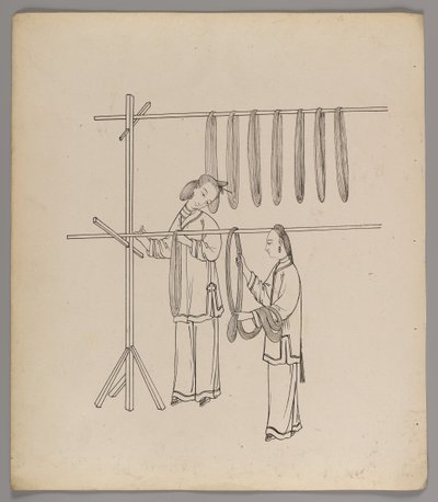 Album med separate blade: Silkedyrkning og -produktion (blæk på papir) (se også 499288-303) af Chinese School