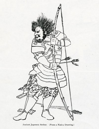 En gammel japansk bueskytte, illustration fra 