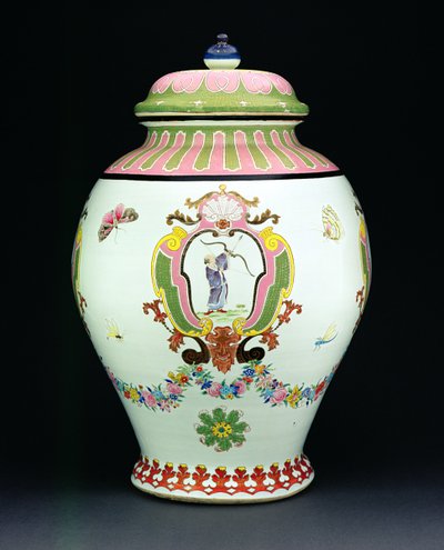 Cisterne malet med et design af Cornelis Pronk (1691-1759) c.1730 (porcelæn) (se 206565 for håndvask) af Chinese School
