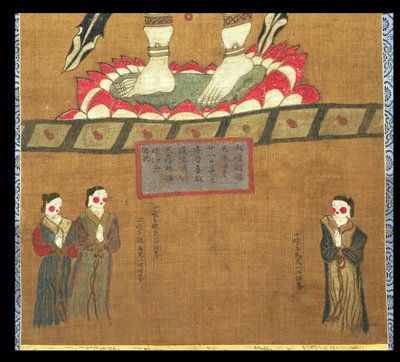 Kvindelige figurer, der ofrer til Avalokitesvara af Chinese School