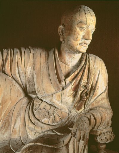 Figur af en lohan, Yuan-dynasti (1260-1368) (træ) af Chinese School