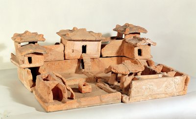 Begravelsesmodel af en gård fra Thanh Hoa, Vietnam (terracotta) af Chinese School