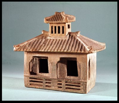 Begravelsesmodel af et hus, Han-dynastiet (206 f.Kr.-220 e.Kr.) (terracotta) af Chinese School